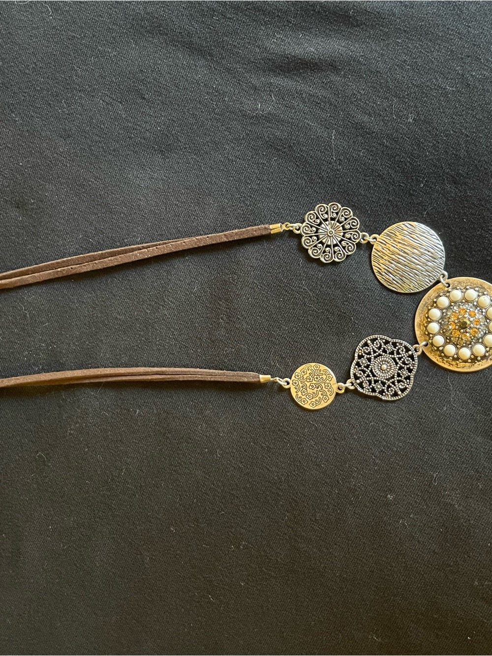 Gold and Brown Medallion Pendant Necklace - Women Jewelry